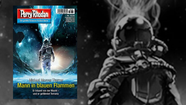 Mann in blauen Flammen
